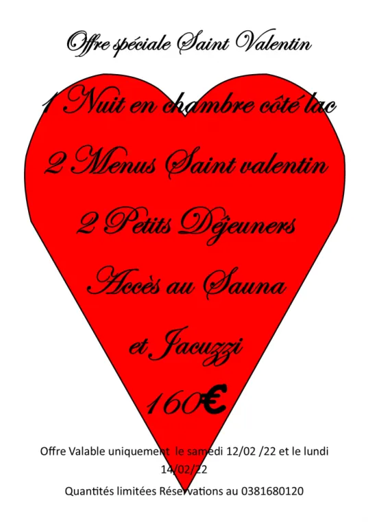 Saint Valentin 2022, Villers-le-Lac, Hôtel-Restaurant Les Cygnes